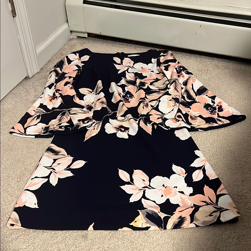 Eliza J Pink and Cream Off-the-Shoulder Sundress